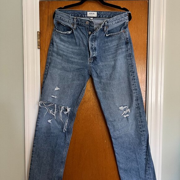 Agolde 90's Pinch Waist Jean with Ripped Knee - Picture 4 of 9